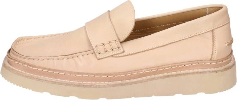 Moma Vintage Leren Loafers voor Mannen Beige Heren