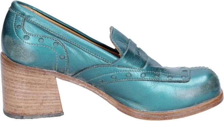 Moma Vintage Leder Loafers Green Dames