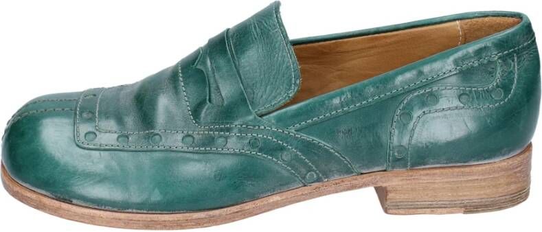 Moma Vintage Leder Loafers Green Dames