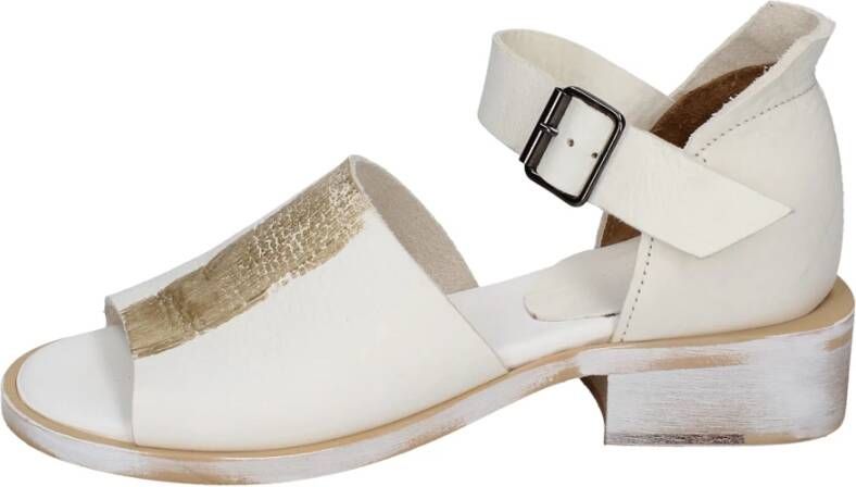 Moma Vintage Leder Sandalen White Dames