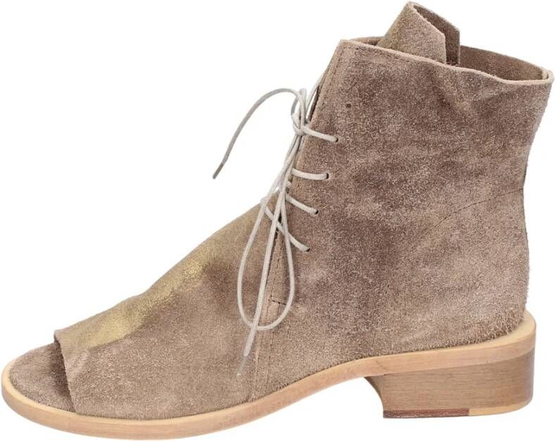 Moma Vintage Suède Enkellaarzen Brown Dames