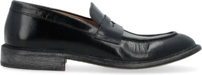 Moma Vintage Zwart Leren Loafer Black Heren