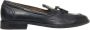 Moma Zwarte leren loafers met franje detail - Thumbnail 1