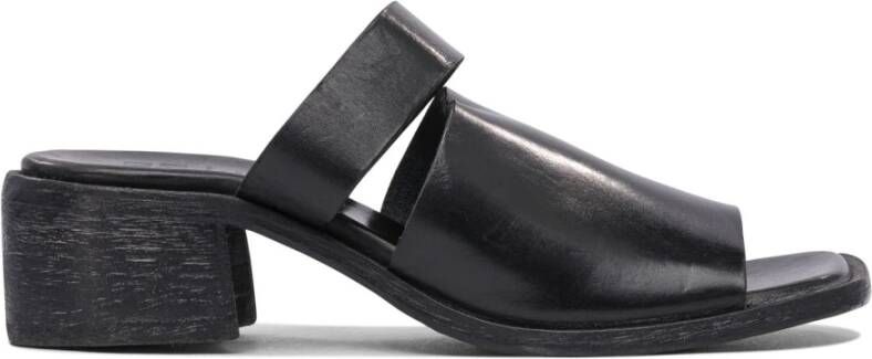 Moma Zwarte Leren Sandalen Stijlvol