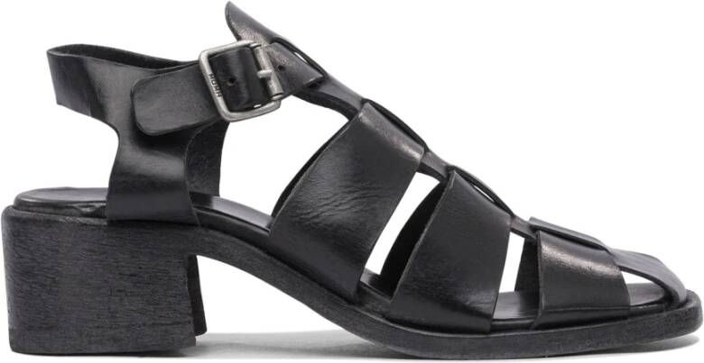 Moma Zwarte Leren Sandalen voor Vrouwen