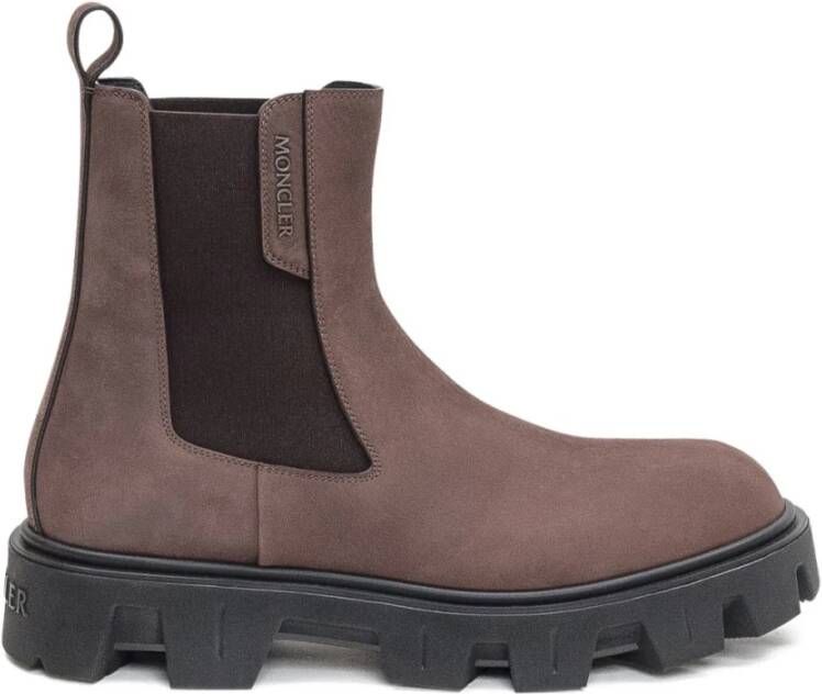 Moncler Beige Enkellaarzen Elastische Zijpanelen