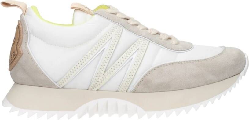 Moncler Beige Stoffen Sneakers Casual Veters Rubber