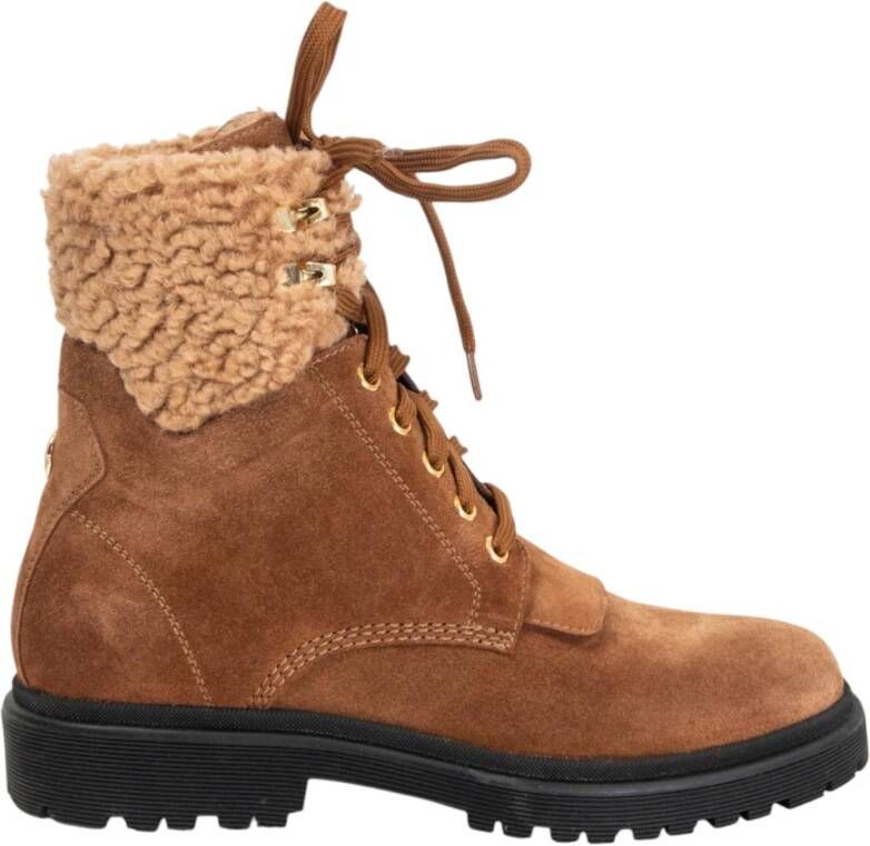 Moncler Bruine Suède Shearling Enkellaarzen