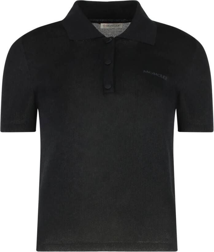 Moncler Gebreide Katoenmix Poloshirt met Ribboord
