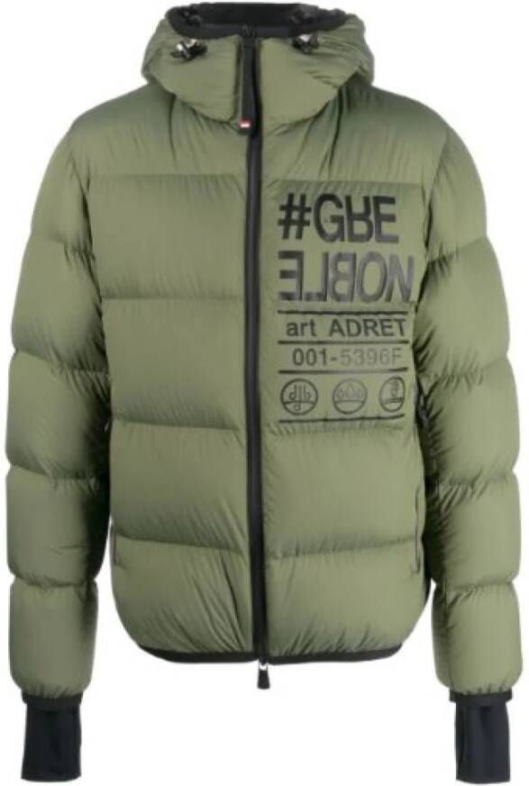 Moncler Gewatteerde Groene Jas met Slogan Print