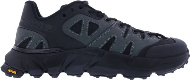 Moncler Lage Sneakers Zwart Stof Leer Black Heren
