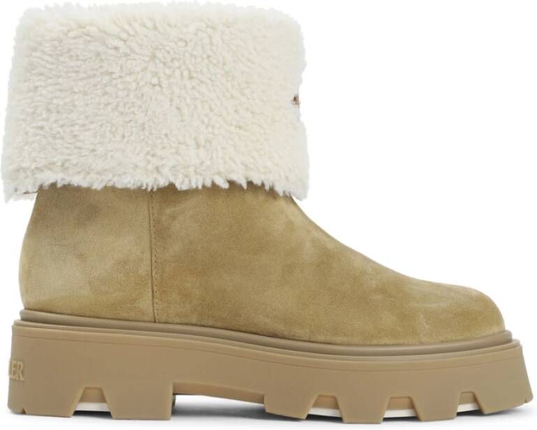 Moncler Leren Enkellaarzen in Neutrale Kleuren
