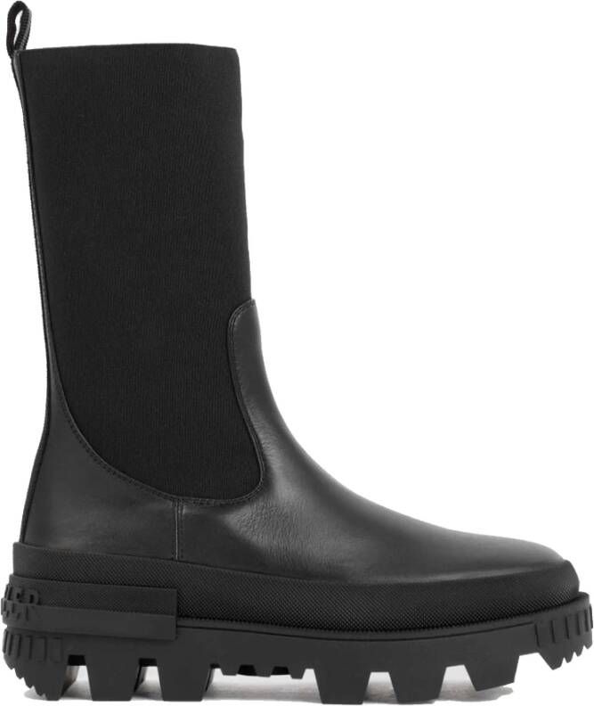 Moncler Leren Logo Laarzen Black Dames