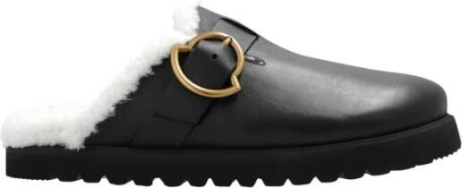 Moncler Leren slippers Black Dames