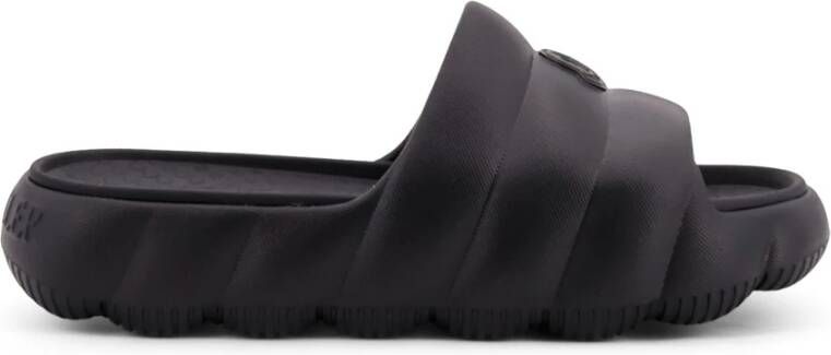 Moncler Zwarte Gewatteerde Slippers