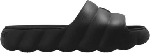 Moncler Gewatteerde Zwarte Sandalen met Dikke Zool Black