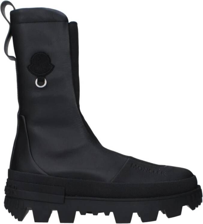 Moncler Logo Leren Enkellaarzen met Middenhakken