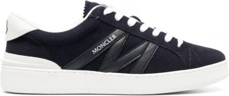 Moncler Marineblauwe Panelled Sneakers Blue Heren