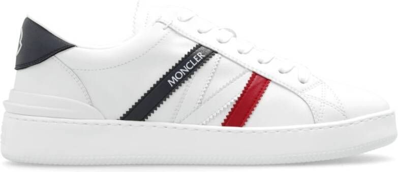 Moncler Monaco Sneakers Technische Fabricage Ronde Neus Vetersluiting Wit Dames