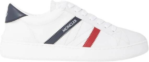 Moncler Monaco Sneakers Technische Fabricage Ronde Neus Vetersluiting Wit Dames