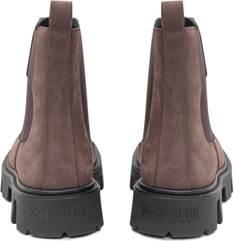 Moncler Beige Enkellaarzen Elastische Zijpanelen