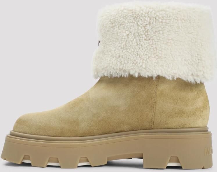 Moncler Leren Enkellaarzen in Neutrale Kleuren