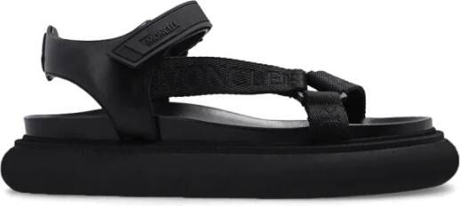 Moncler Platte Zwarte Sandalen Zwart Dames