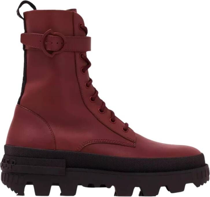 Moncler Rode Carinne enkellaarsjes militaire stijl