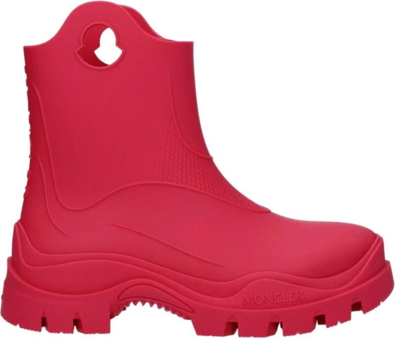 Moncler Instap Ronde Neus Ingestanste Logo Laarzen Pink Dames