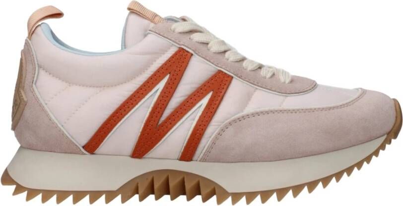 Moncler Nylon en Suède Lage Sneakers Pink Dames