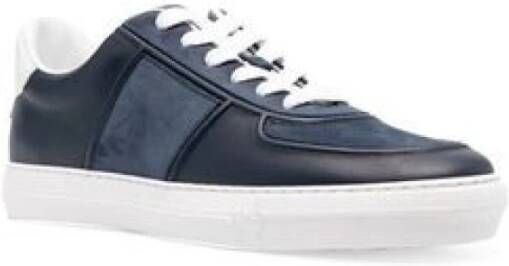 Moncler Marineblauwe en witte leren sneakers Blauw Heren