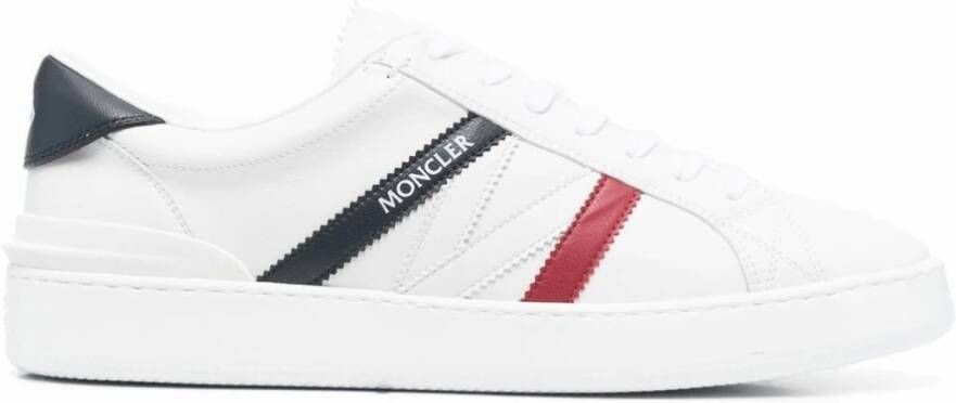 Moncler Monaco Sneakers Technische Fabricage Ronde Neus Vetersluiting Wit Dames