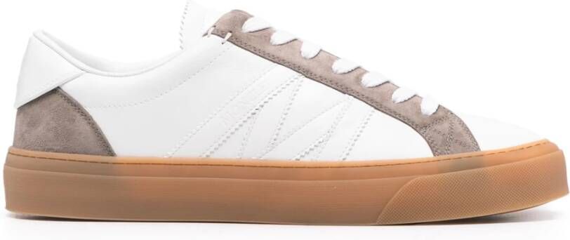 Moncler Witte Leren Sneakers met Suède Details White Heren