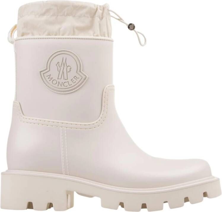 Moncler Witte Platte Enkellaarsjes met Grove Zool