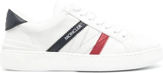 Moncler Monaco Sneakers Technische Fabricage Ronde Neus Vetersluiting Wit Dames