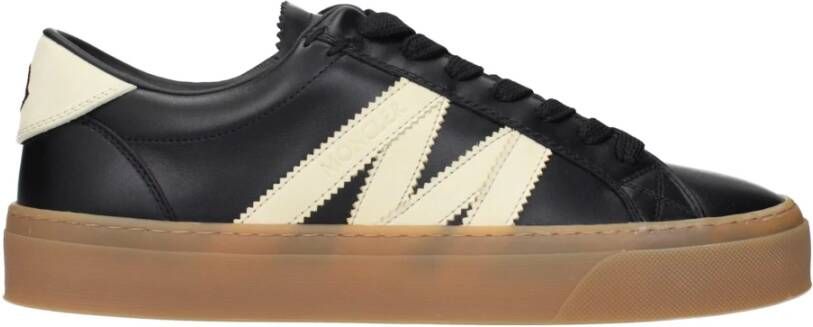 Moncler Zwarte leren lage sneakers