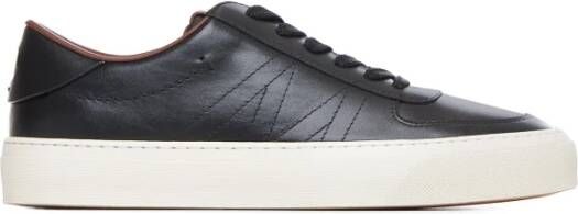 Moncler Zwarte Leren Lage Sneakers Black Heren
