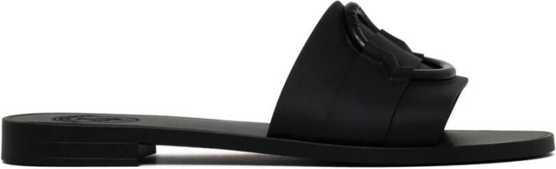 Moncler Zwarte Slide Sandalen met Logo Detail Black Dames