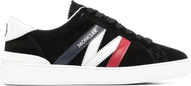 Moncler Monaco Sneakers met Suède Bovenwerk Black Heren