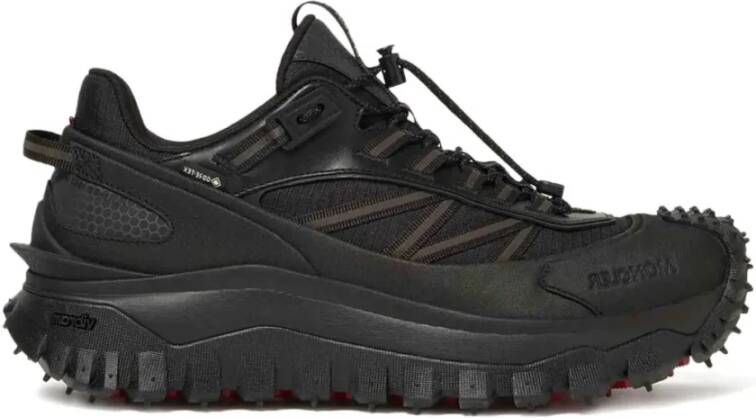 Moncler Zwarte Nylon Rubberen Zool Sneakers