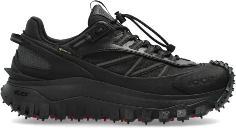 Moncler Zwarte Nylon Rubberen Zool Sneakers