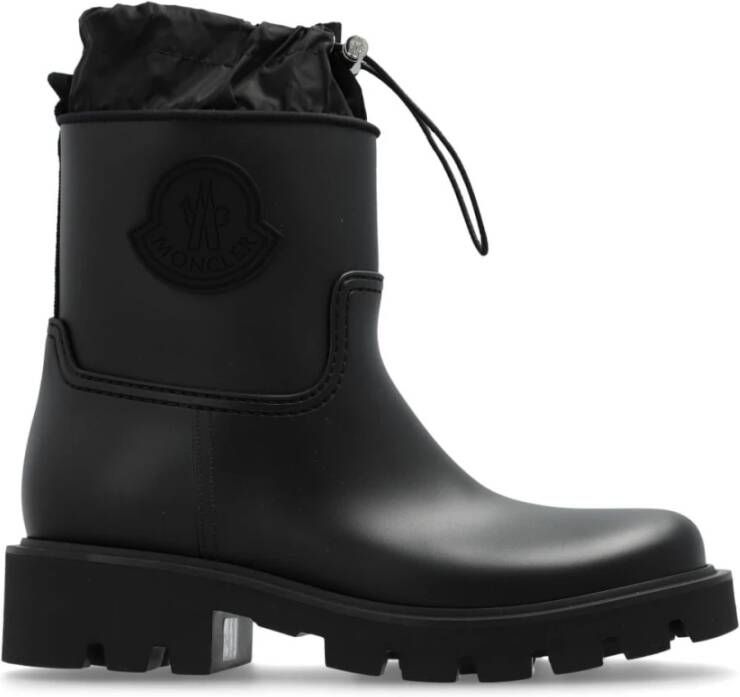 Moncler Zwarte Slip-On Logo Patch Laarzen Black Dames