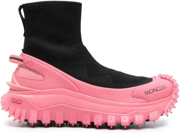 Moncler Zwarte Trailgrip Sock Sneakers Black Dames