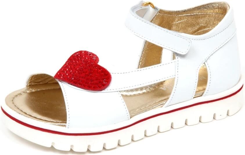 Monnalisa Sandalo Cuore Strass Nappa Perla Lamina