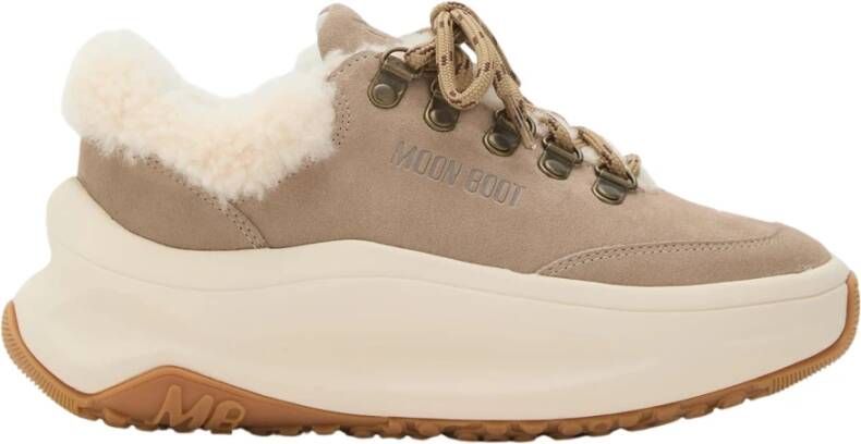 Moon Boot Beige Shearling City Sneakers