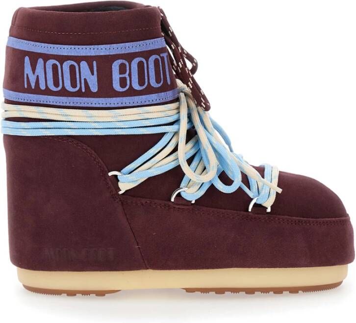 Moon Boot Bordeaux Suède Iconische Lage Laarzen