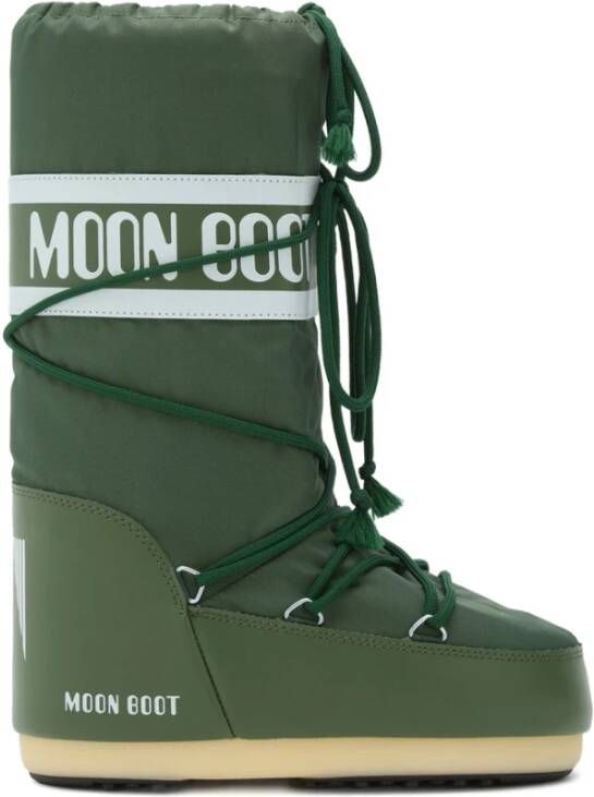 Moon Boot Bosgroene Veterschoenen met Rubberen Zool