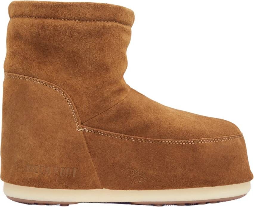 Moon boot Minimalistische Leren Laars Bruin Suède Instapmodel Brown Dames