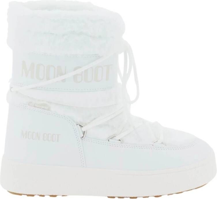 moon boot Faux Fur Apres-Ski Laarzen met Rubberen Inzetstukken White Dames