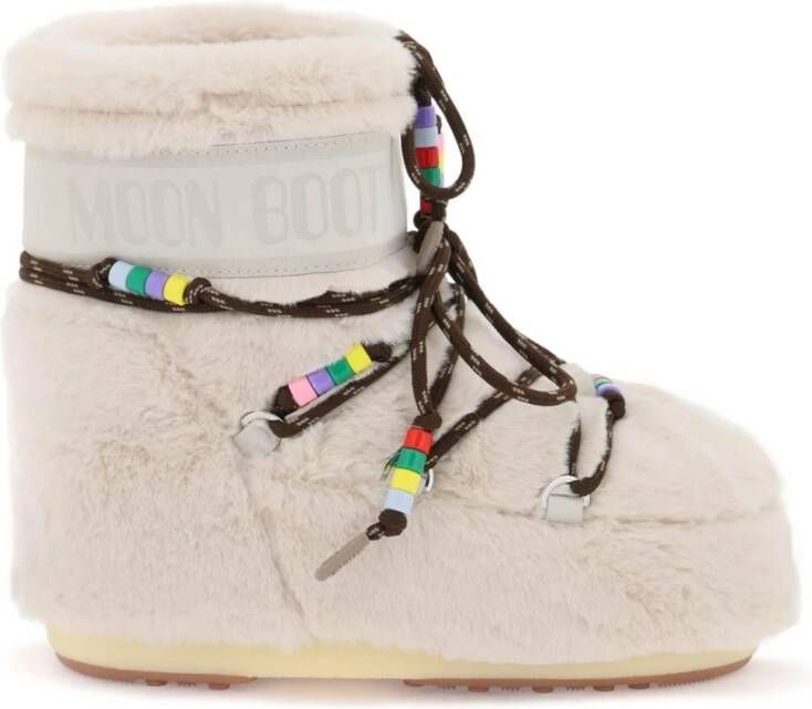 moon boot Faux Fur Beaded After Ski Laarzen White Dames